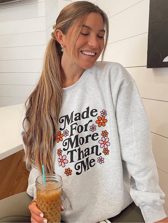 Gildan Tops - He Would Love First | “Made For More Than Me” Gray Gildan Crewneck Sweatshirt